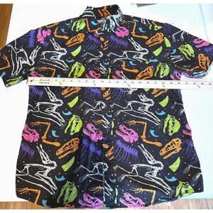 Super Massive 100 Percent Cotton Neon Dinosaur Skeleton Shirt Size Small